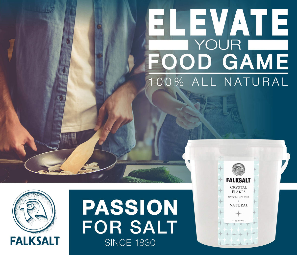 Falksalt Natural Sea Salt Flakes – Light, Crunchy Gourmet Finishing Salt (1.32 lb)