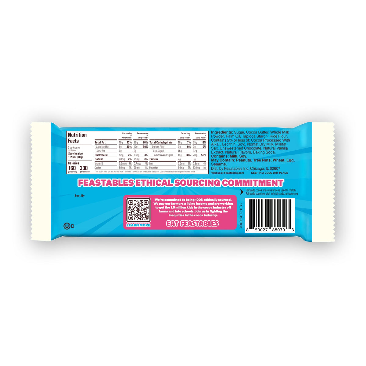 Feastables MrBeast Cookies & Creme White Chocolate Bar – King Size, 10 Count