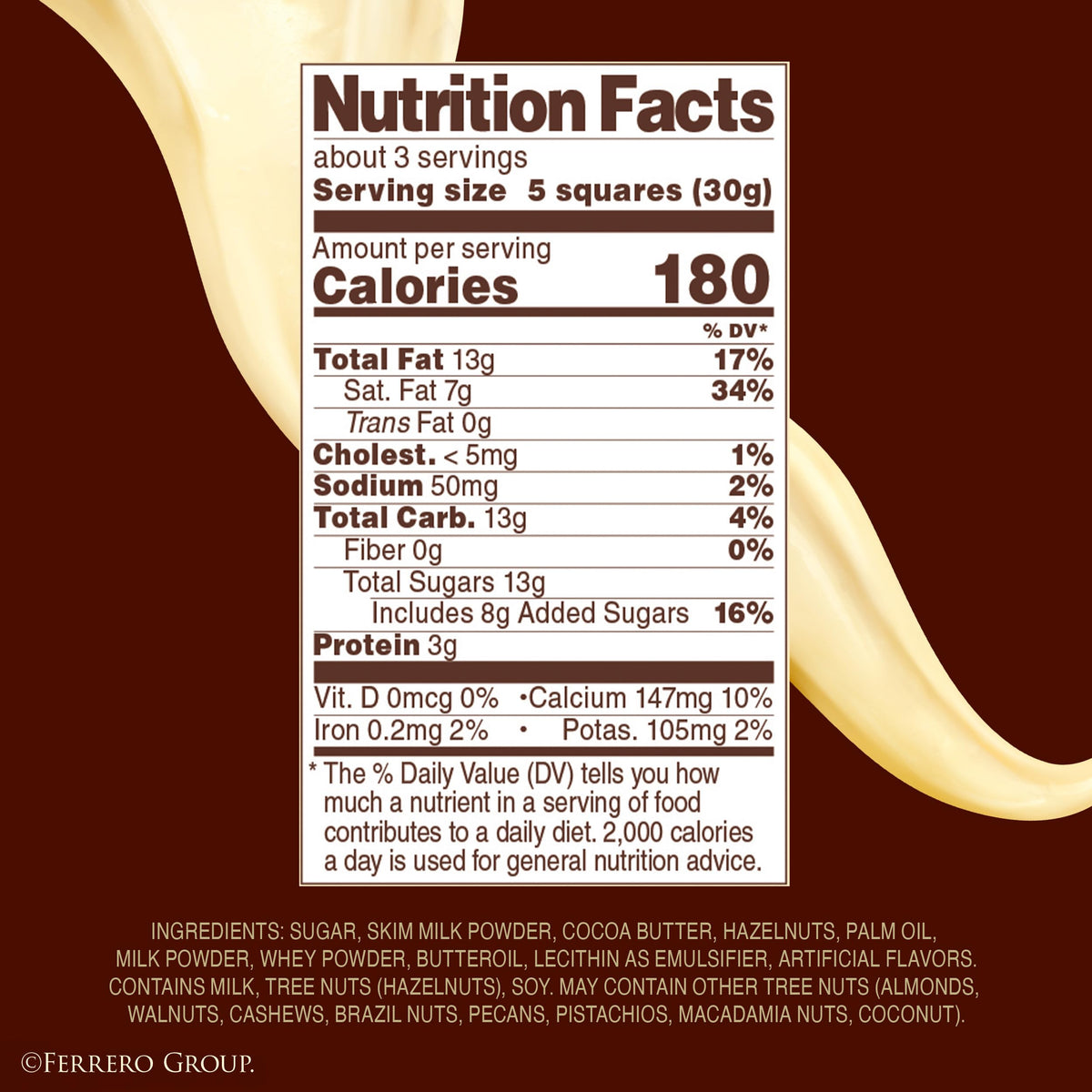Ferrero Rocher Premium Chocolate Bars, White Chocolate Hazelnut – 8 Pack (3.1 oz Each)