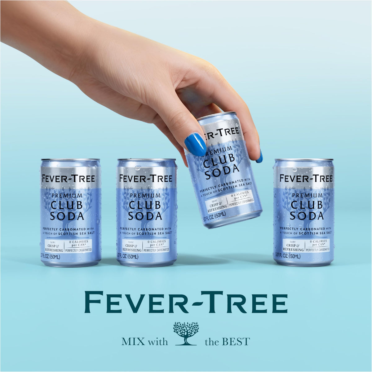 Fever-Tree Club Soda – Premium Zero-Calorie Mixer, 24 x 5.1 fl oz Cans