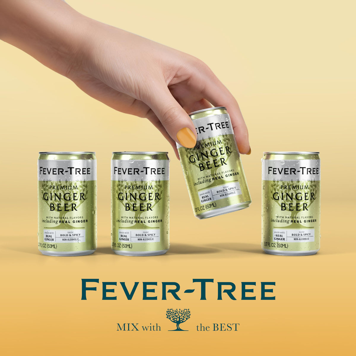 Fever-Tree Ginger Beer – Premium Mixer for Cocktails & Mocktails, 24 x 5.07 fl oz, Naturally Sourced & Non-GMO
