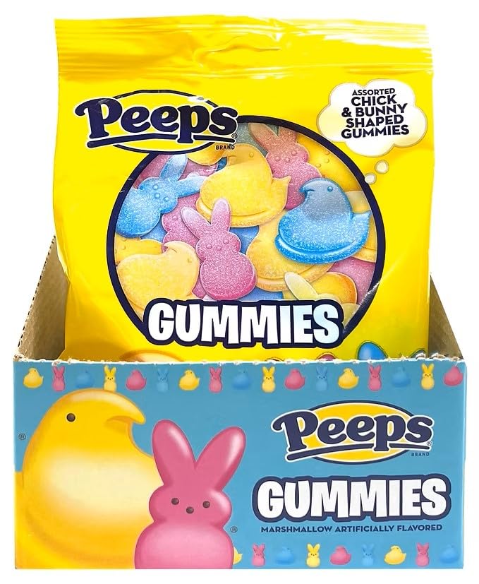 Flix Candy Easter Peeps Gummies – 12 Pack, Chick & Bunny Marshmallow Flavored Candy, 3.75 oz Bags