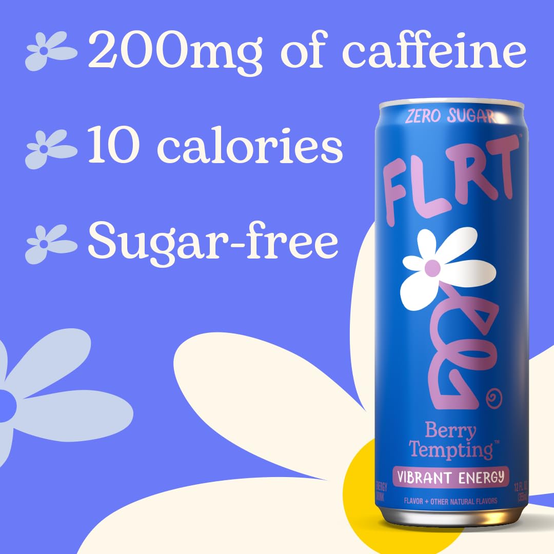 FLRT Energy Berry Tempting — Sugar-Free Berry Energy Drink, 12 Pack