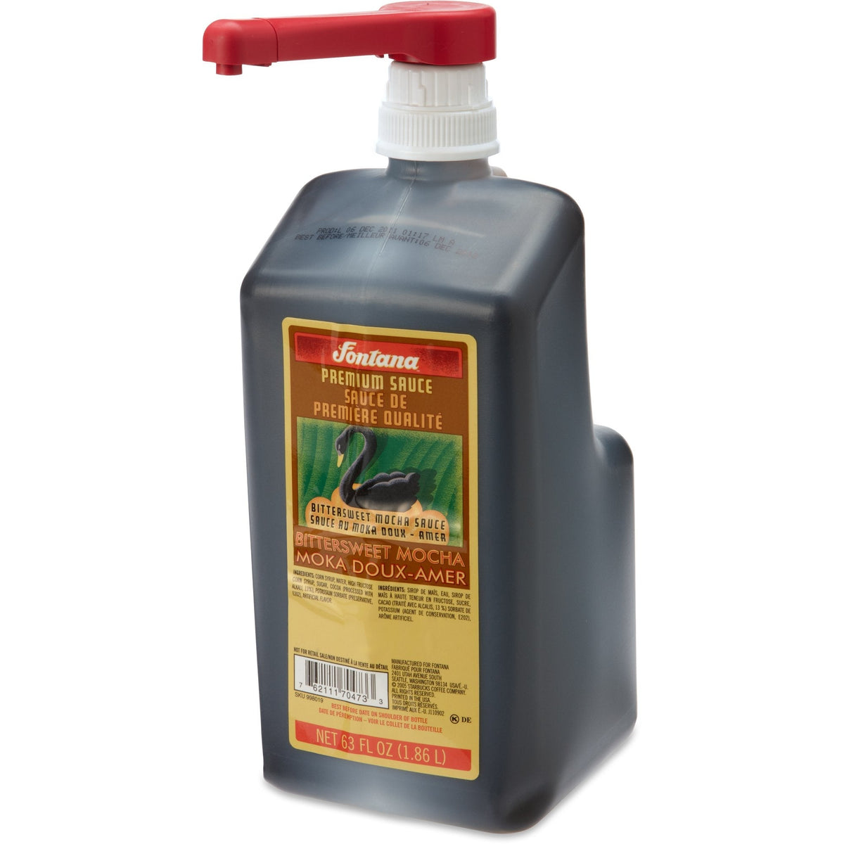 Fontana Bittersweet Chocolate Sauce, 63 fl oz – Rich Mocha Syrup for Coffee