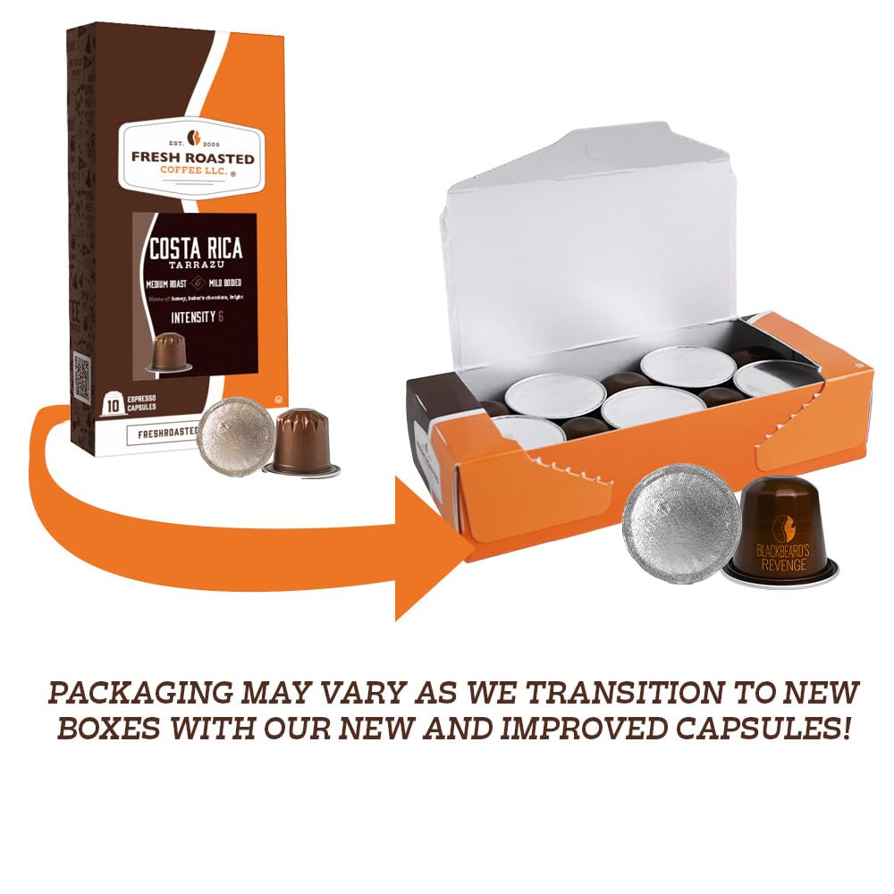 Fresh Roasted Coffee Italian Craft Espresso Variety Capsules for Nespresso OriginalLine – 120 Recyclable Aluminum Pods