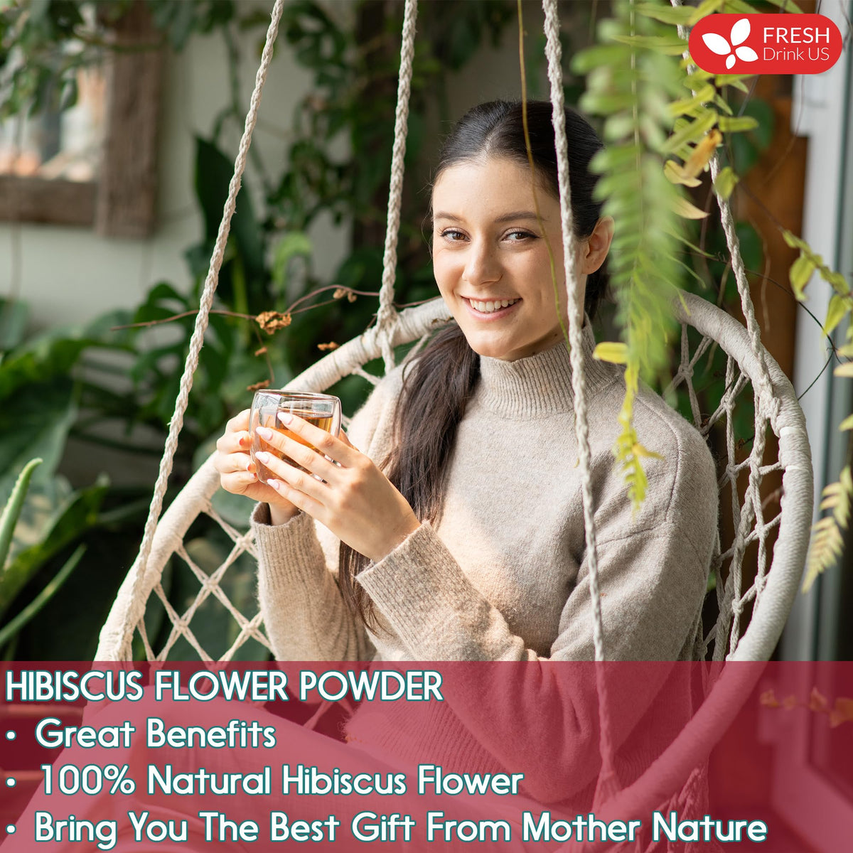 FreshDrinkUS Premium Hibiscus Flower Powder 28oz – 100% Natural, Gluten-Free, Vegan