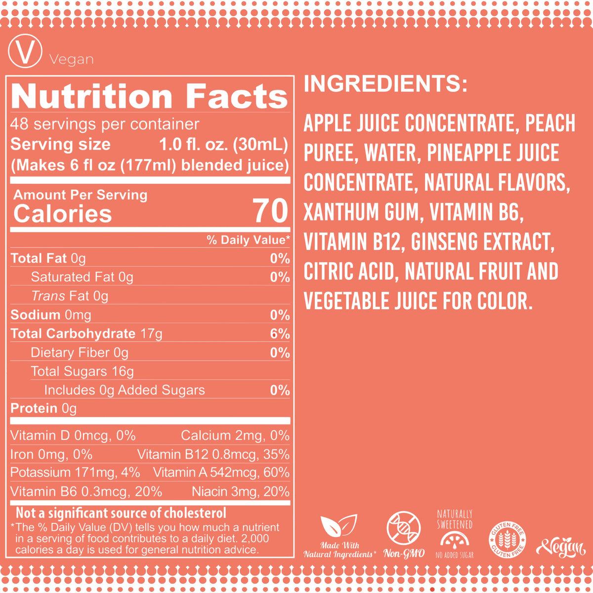 Fruniti Peach Smoothie Mix – No Sugar Added, Energy Boost, 24 Servings