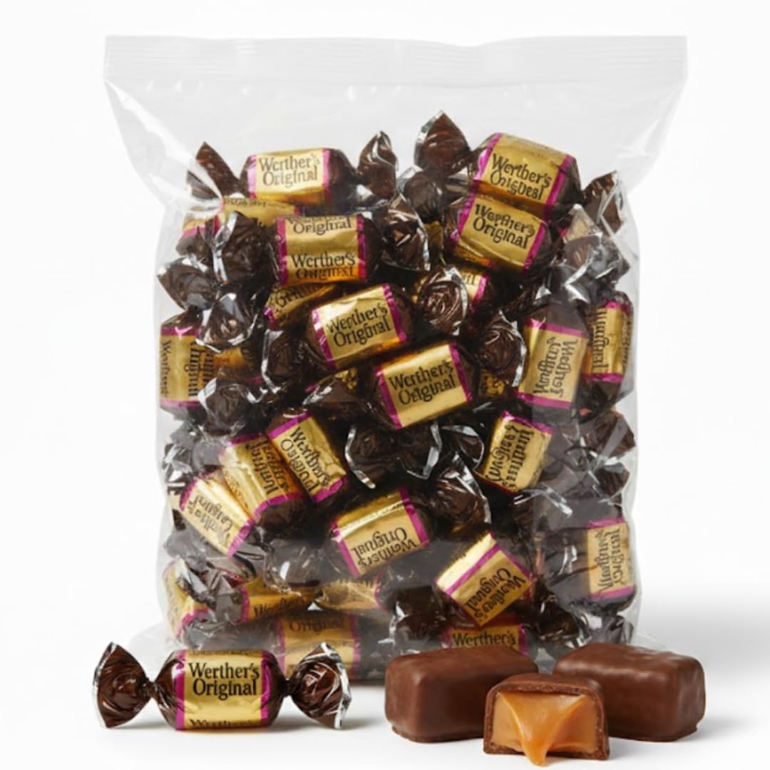 GEEOOLLAH Original Chocolate Covered Caramels – 1 lb Resealable Bulk Bag, Individually Wrapped