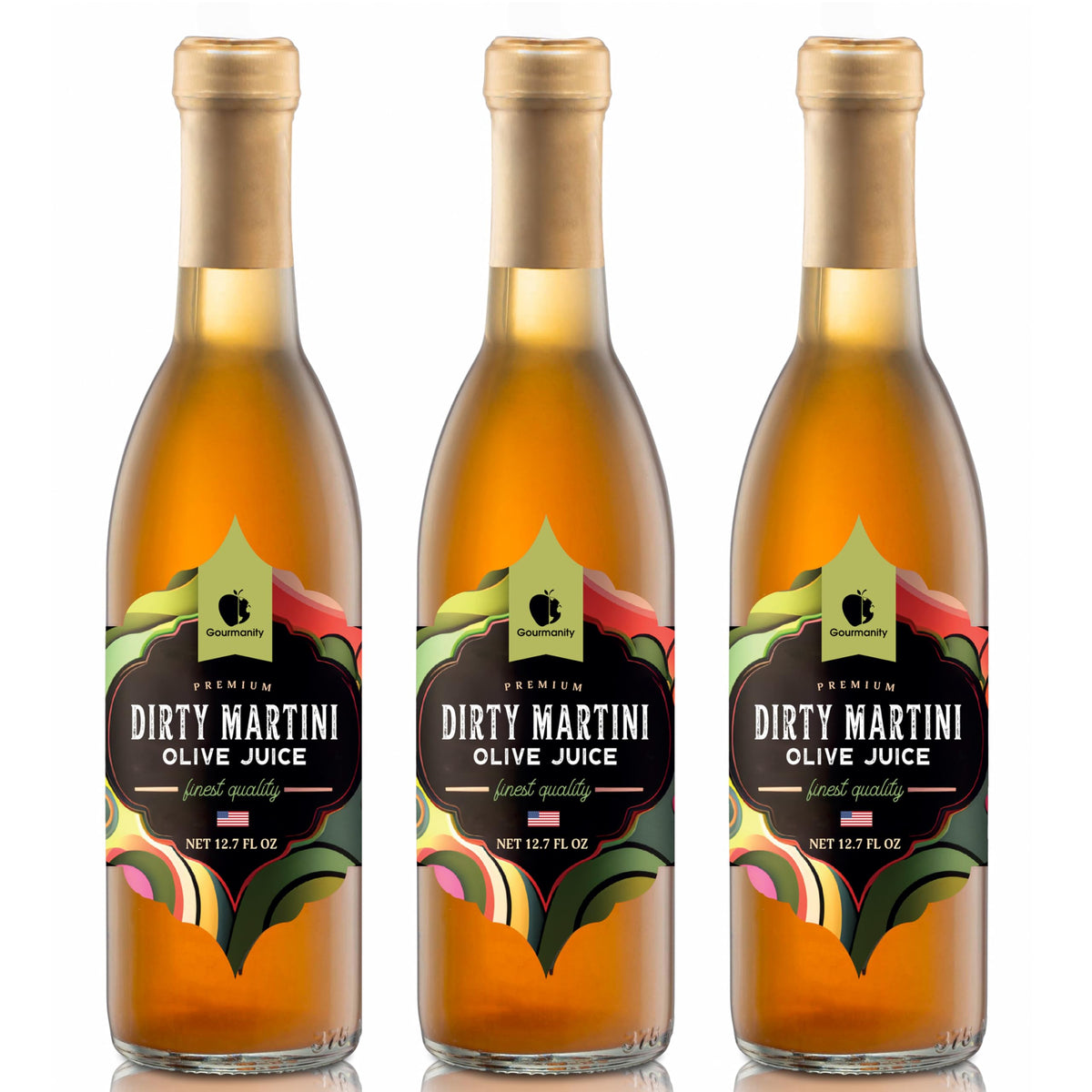 Gourmanity Olive Juice for Dirty Martinis – 12oz Bottle Pack of 3
