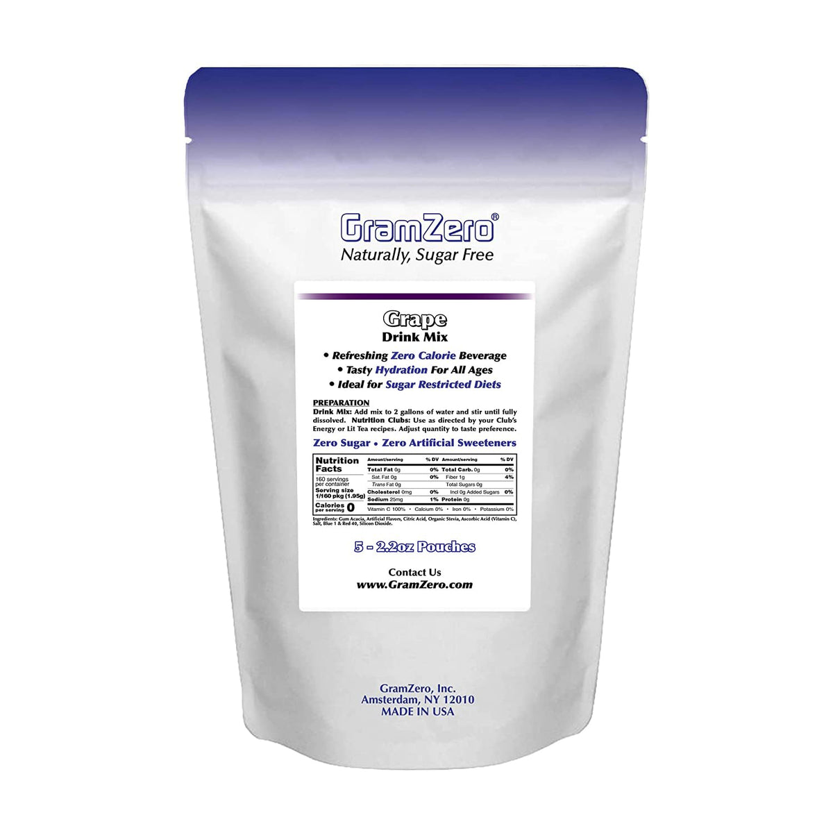 GramZero Grape Sugar Free Drink Mix – Zero Calories, Stevia-Sweetened, Keto Friendly