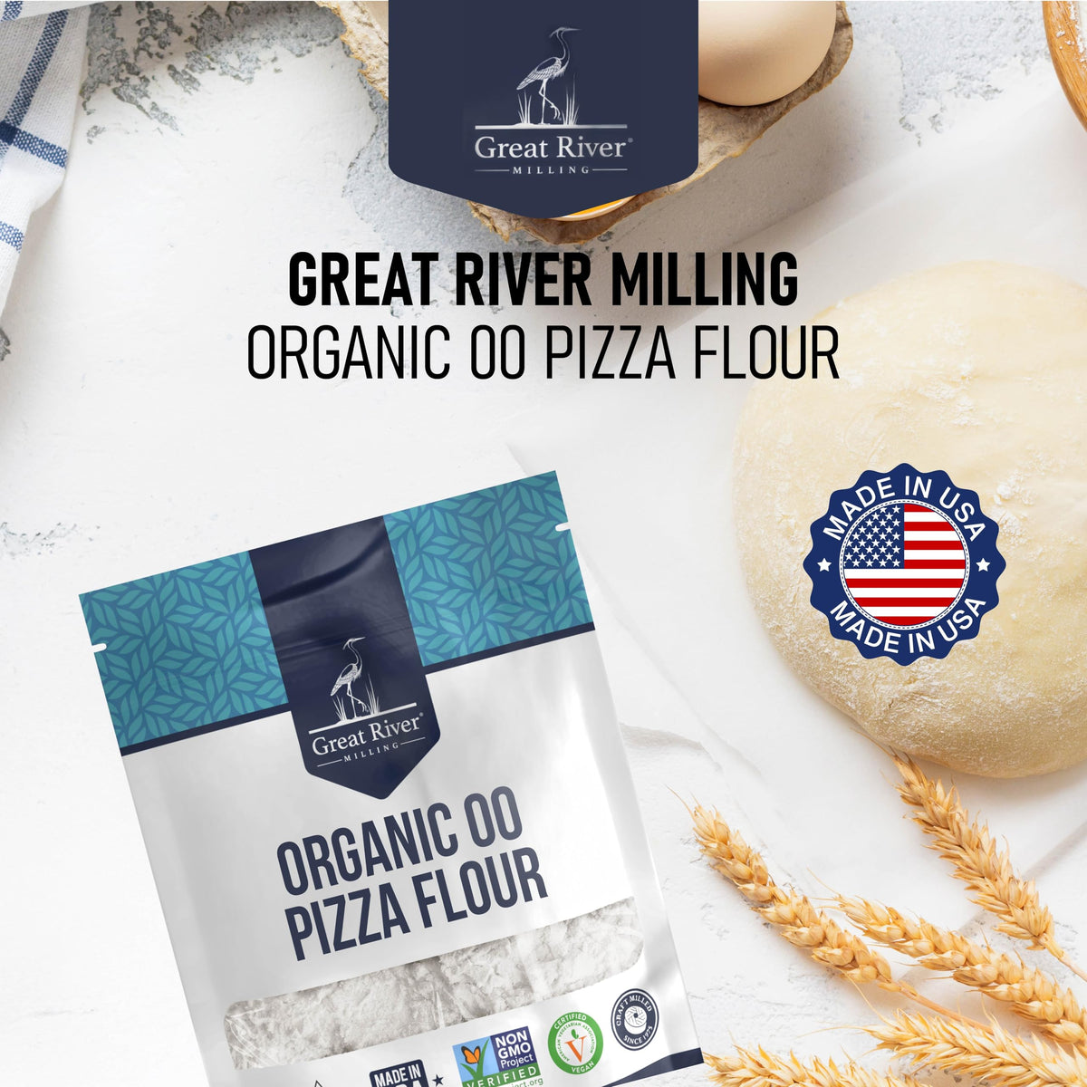 Great River Milling 00 Organic Pizza Flour – Ultra-Fine Neapolitan-Style Dough, 5 lb