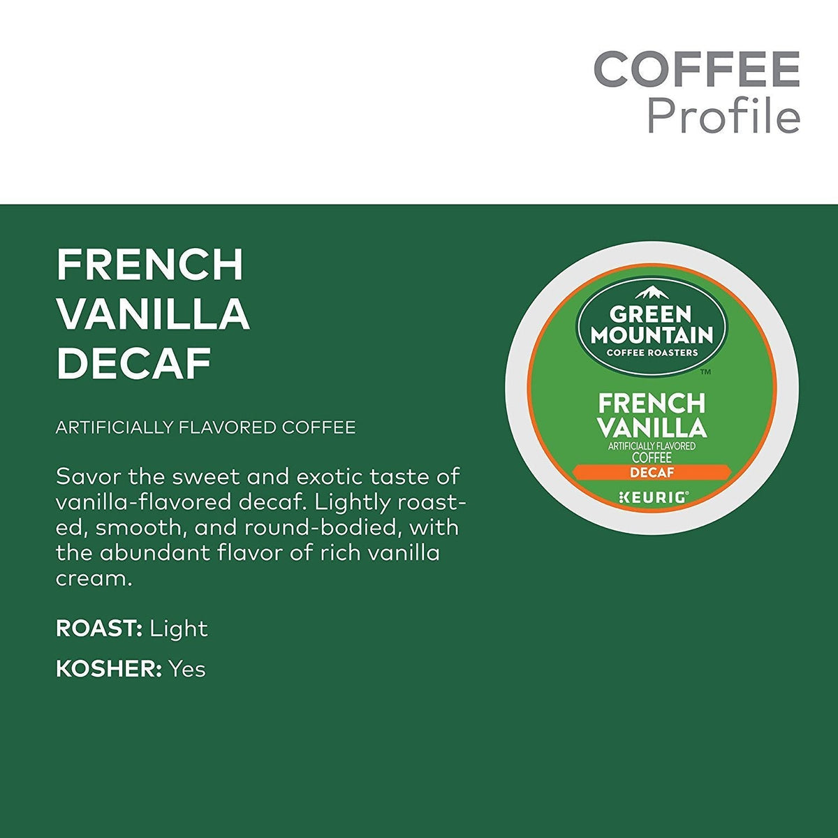 Green Mountain Coffee Roasters Keurig French Vanilla Decaf K-Cups, 48-Count