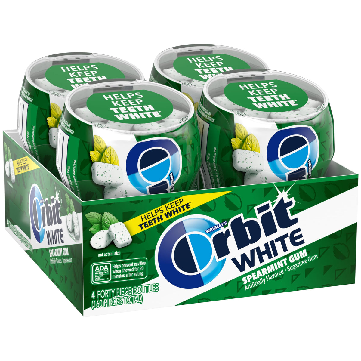 Orbit White Spearmint Gum — 4-Pack, 40 Pieces Each | Sugar-Free | The Hampton Candy Company