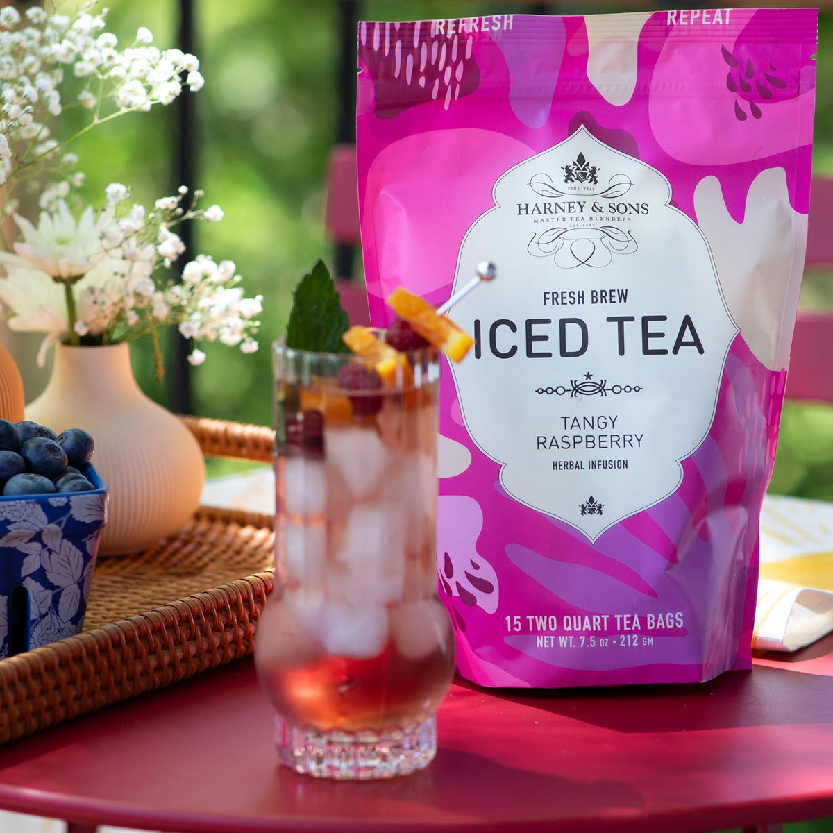 Harney & Sons Tangy Raspberry Iced Tea — Fresh Brew, Brews Up to 30 Quarts, 15-Count