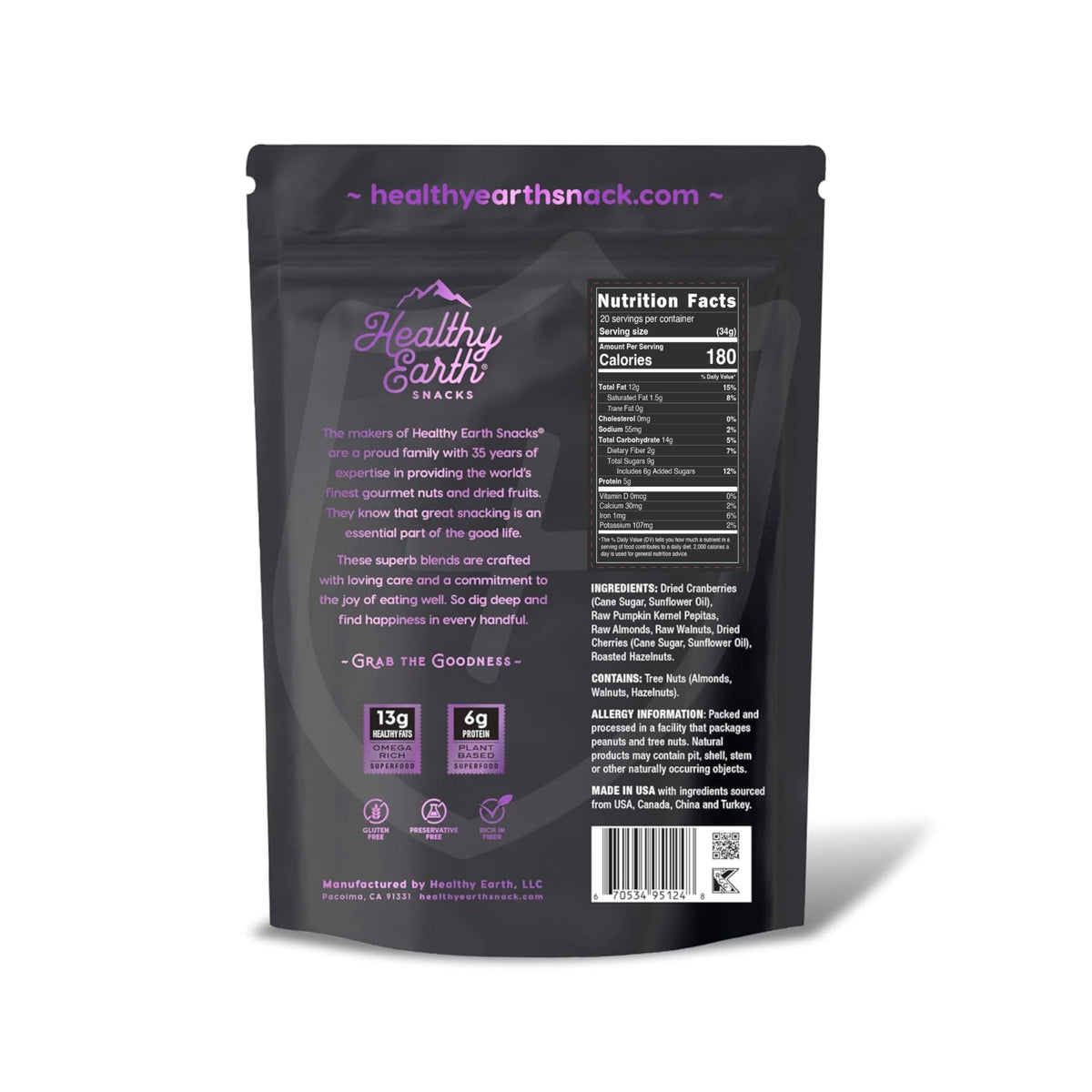 Healthy Earth Mixed Nuts Unsalted Trail Mix – Gluten Free & No Peanuts
