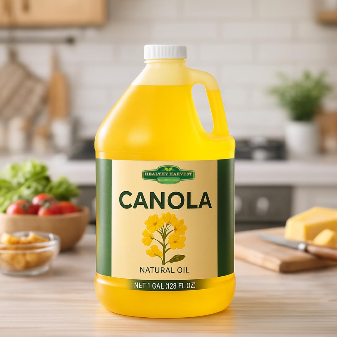 Healthy Harvest Canola Oil – Naturally Expeller Pressed, Gourmet Medium-Heat Cooking Oil, 1 Gallon