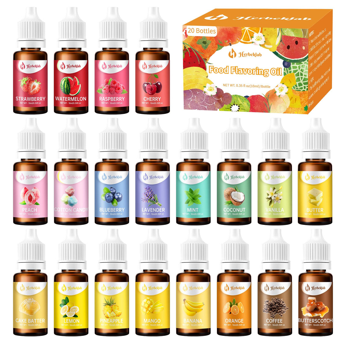 Herbeklab Candy Flavoring Oil – 20 Flavors for Candy Making and Baking