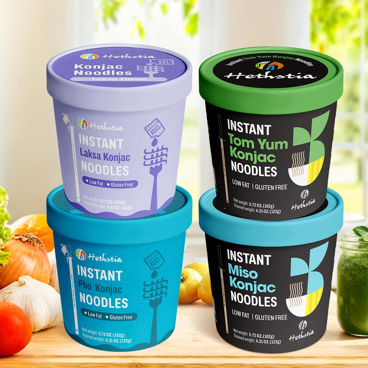 Hethstia Konjac Noodle Soup 8-Pack – Low-Cal, Vegan, Gluten-Free