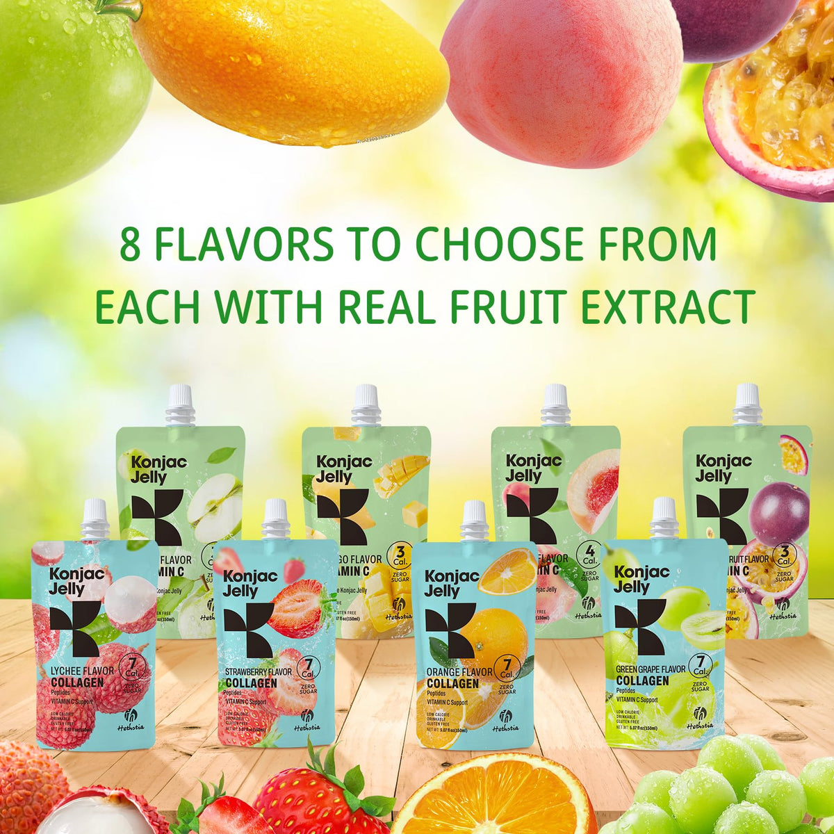 Hethstia Konjac Jelly Passion Fruit – 10 Pouches | 3 Calories, Sugar-Free, Keto & Vegan