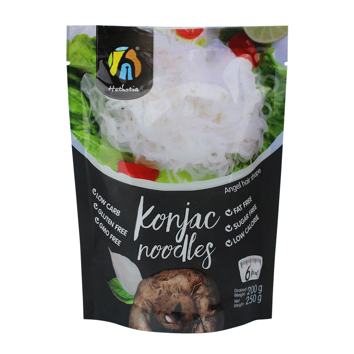 Hethstia Konjac Noodles Angel Hair – 6-Pack Shirataki Noodles, Low Calorie, Gluten-Free & Keto Friendly