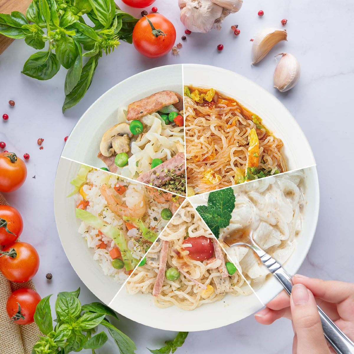 Hethstia Konjac Noodle Variety Pack – 10-Pack Low Carb Shirataki Noodles (Spaghetti, Fettuccine, Rice, Pho, Angel Hair)