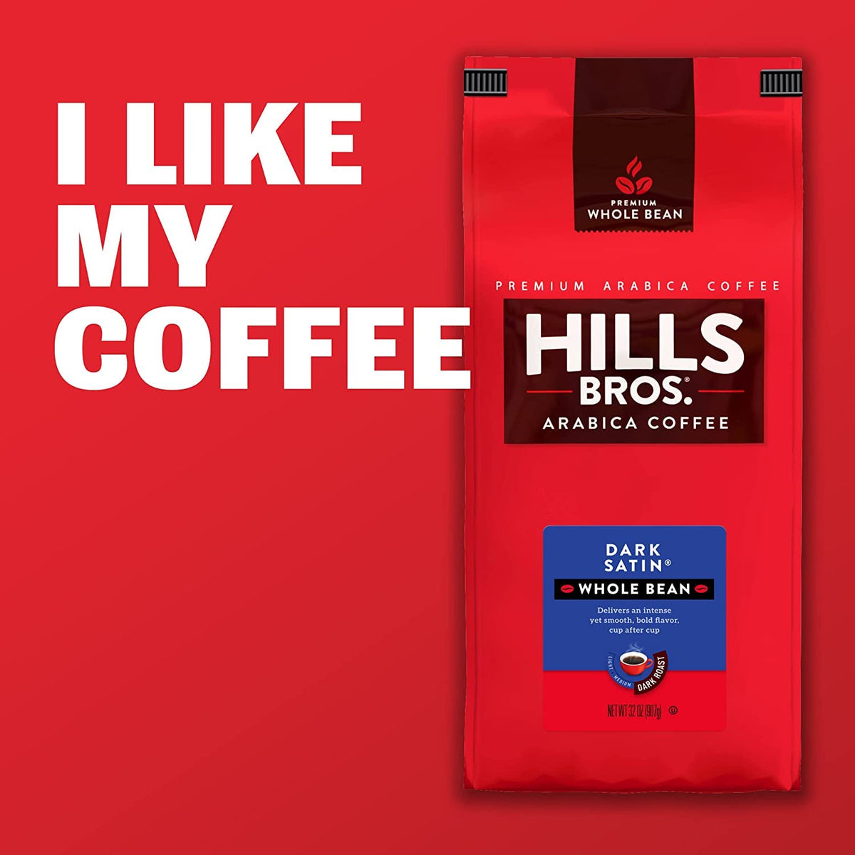 Hills Bros. Colombian Whole Bean Coffee – Rich Medium Roast Arabica, Kosher – 32oz