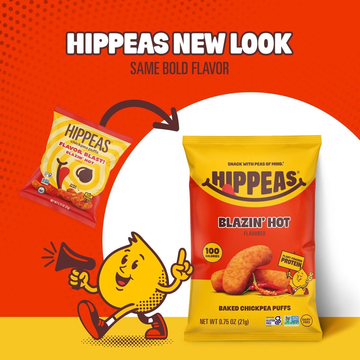 Hippeas Blazin' Hot Chickpea Puffs – 0.75 oz Bags, 3g Protein, 2g Fiber, Vegan, Gluten-Free