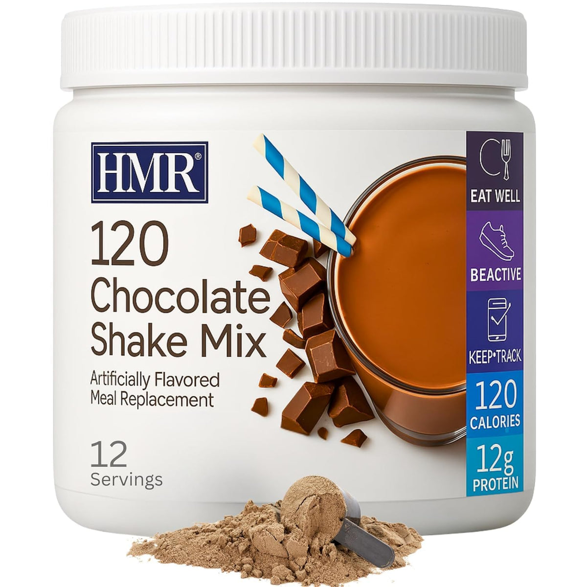 HMR 120 Chocolate Shake Powder – 12g Protein, 120 Calories per Serving | Meal Replacement