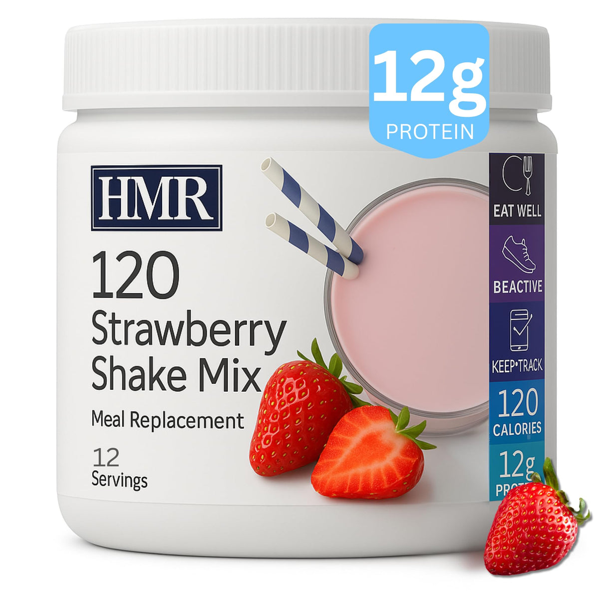 HMR 120 Shake Meal Replacement Powder | Strawberry Shake Mix to Support Healthy Weight Loss | 12g Protein | 120 Calories per Serving | 12 Servings