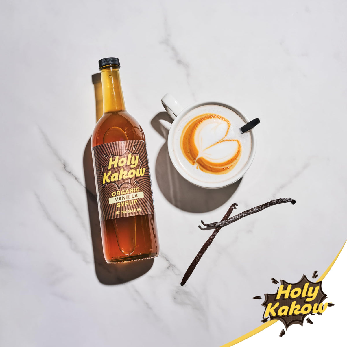Holy Kakow Cafe Organic Vanilla Syrup - Vanilla Syrup for Coffee & Latte (750ml)