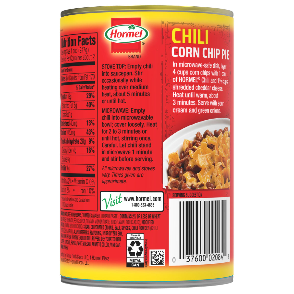 Hormel Chili Home Style with Beans - 15 oz Cans (Pack of 12)