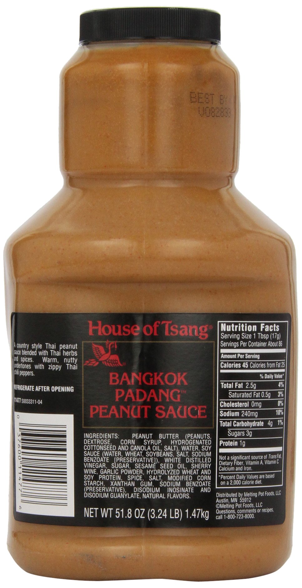 House of Tsang Bangkok Padang Peanut Sauce – 51.8 oz (1 pack)
