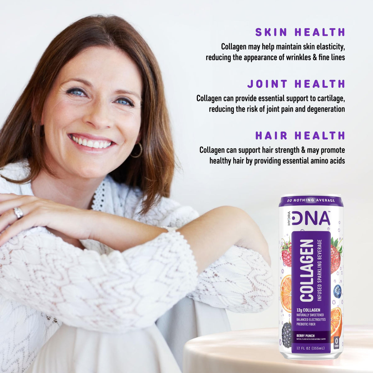 HYDRADNA Sparkling Collagen Water Berry Punch – Sugar-Free, Keto-Friendly (12 Pack)