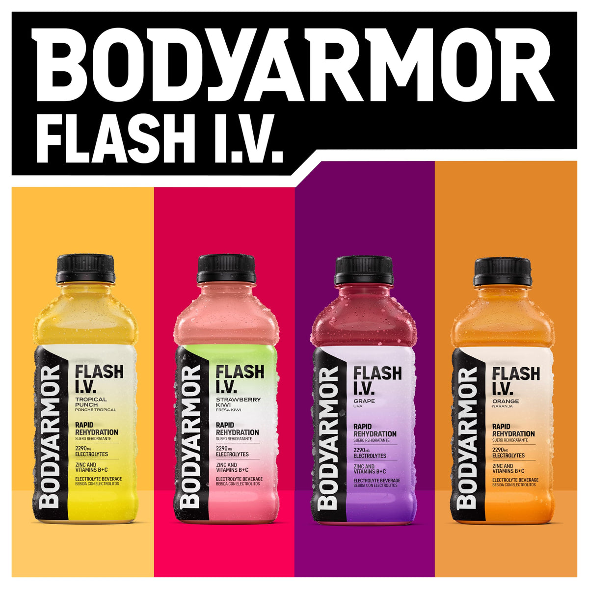 BODYARMOR Flash I.V. Zero Sugar Lemon Lime Electrolyte Beverage – 20 oz, 12-pack
