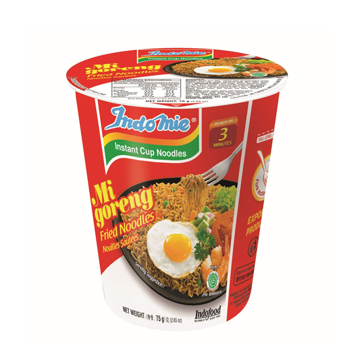 Indomie Mi Goreng Cup Noodles – Original Flavor, Halal, Pack of 12