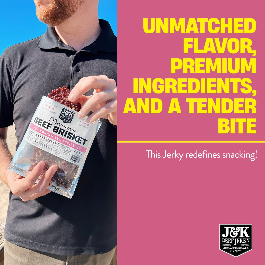 J&K Beef Brisket Jerky – Korean BBQ, Hand Crafted Small Batch, 7oz Bag