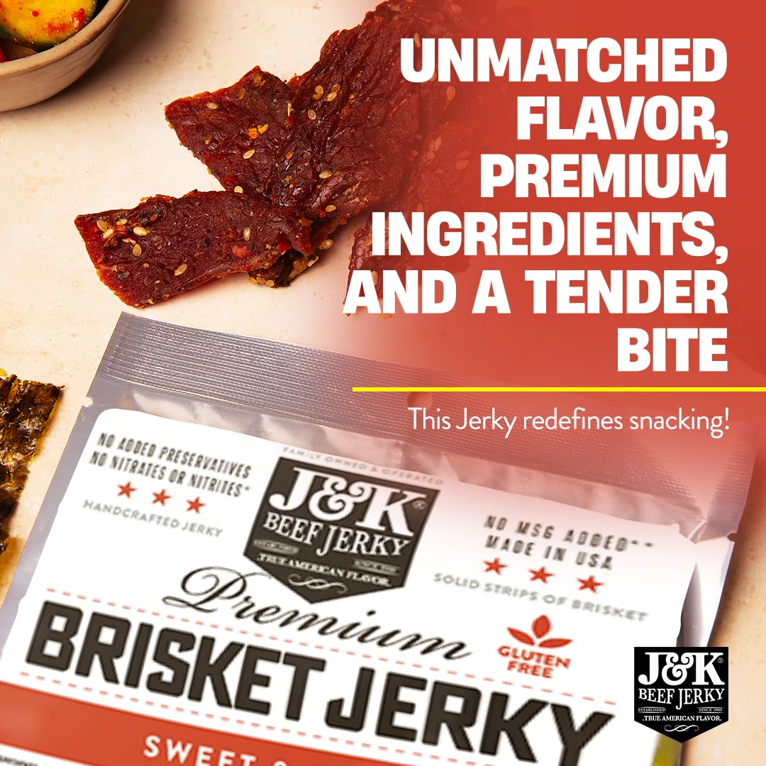 J&K Jerky Sweet & Spicy Brisket – 7 oz Small-Batch Handcrafted Jerky