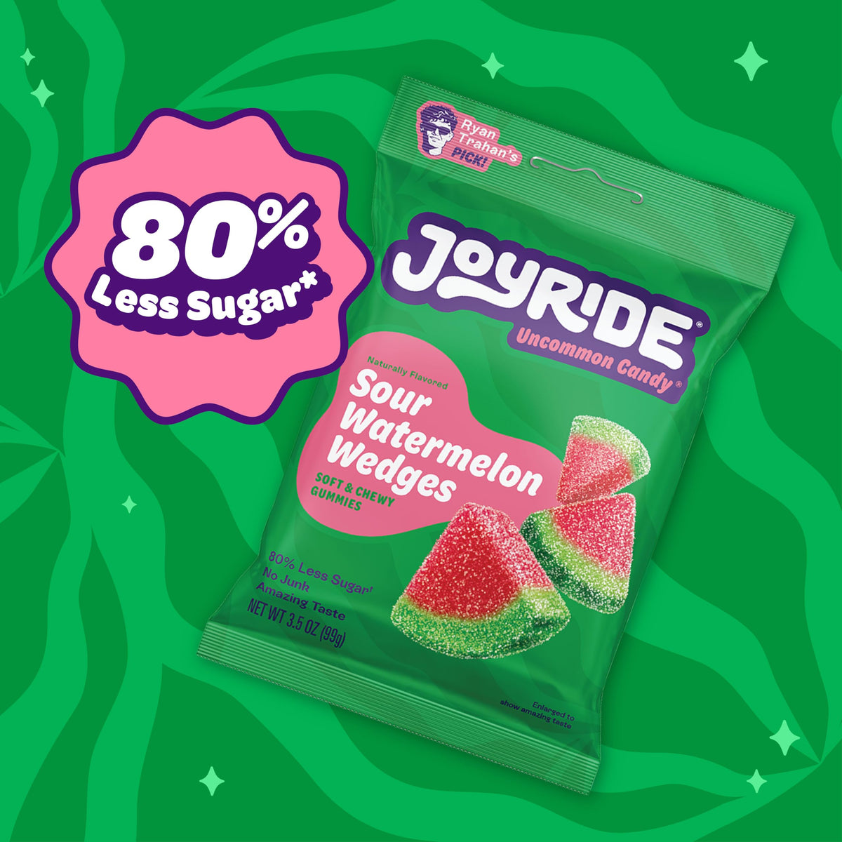 JOYRIDE Sour Watermelon Wedges + Peppermint Gum Bundle – 6x3.5oz + 2.5oz Low Sugar