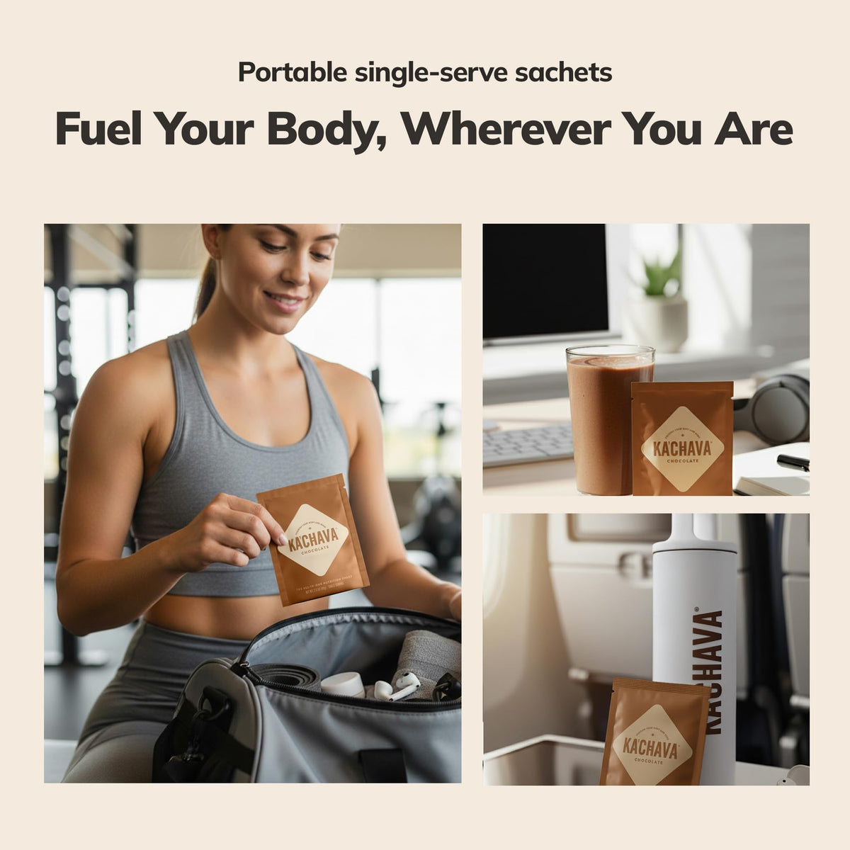 Ka’Chava Chocolate Whole Body Meal Shake – Vegan Protein Powder + 85+ Superfoods – 5 Sachets Travel Pack