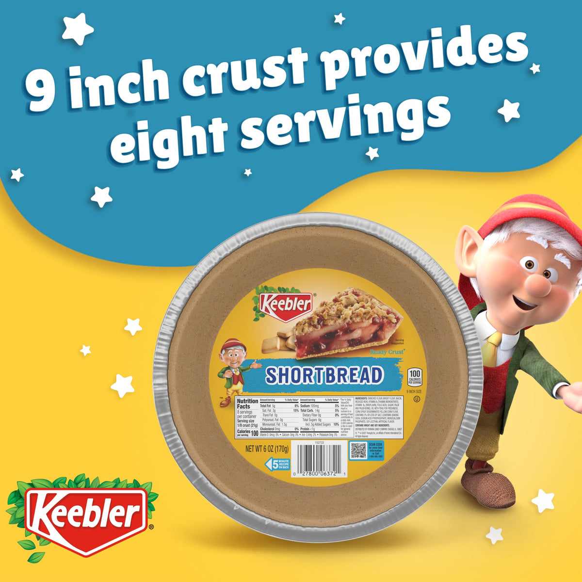 Keebler Ready Crust 9-Inch Shortbread Pie Crusts – 12 Count Premade Shells for Baking or No-Bake
