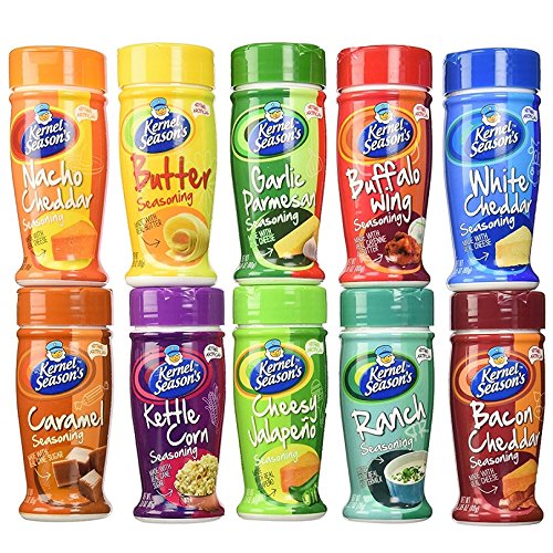 Kernel Season's Popcorn Seasoning Large Sampler Pack – 10 Flavors in 2.7oz Jars