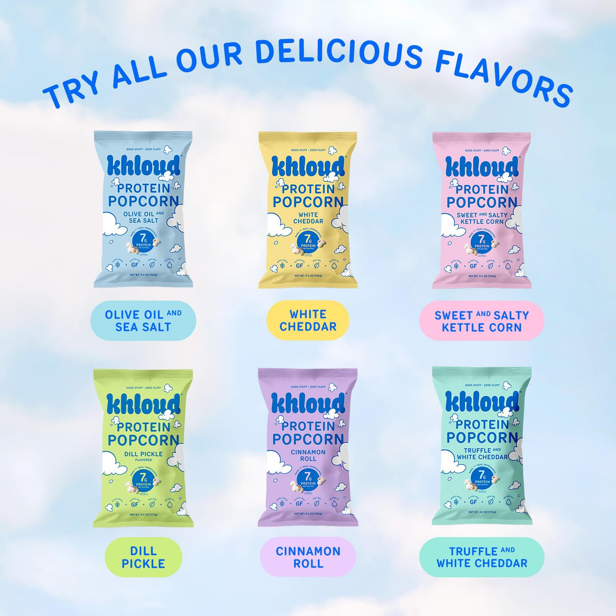Khloud Protein Popcorn Dill Pickle – 7g Protein per Serving | Gluten-Free, Non-GMO, Kosher