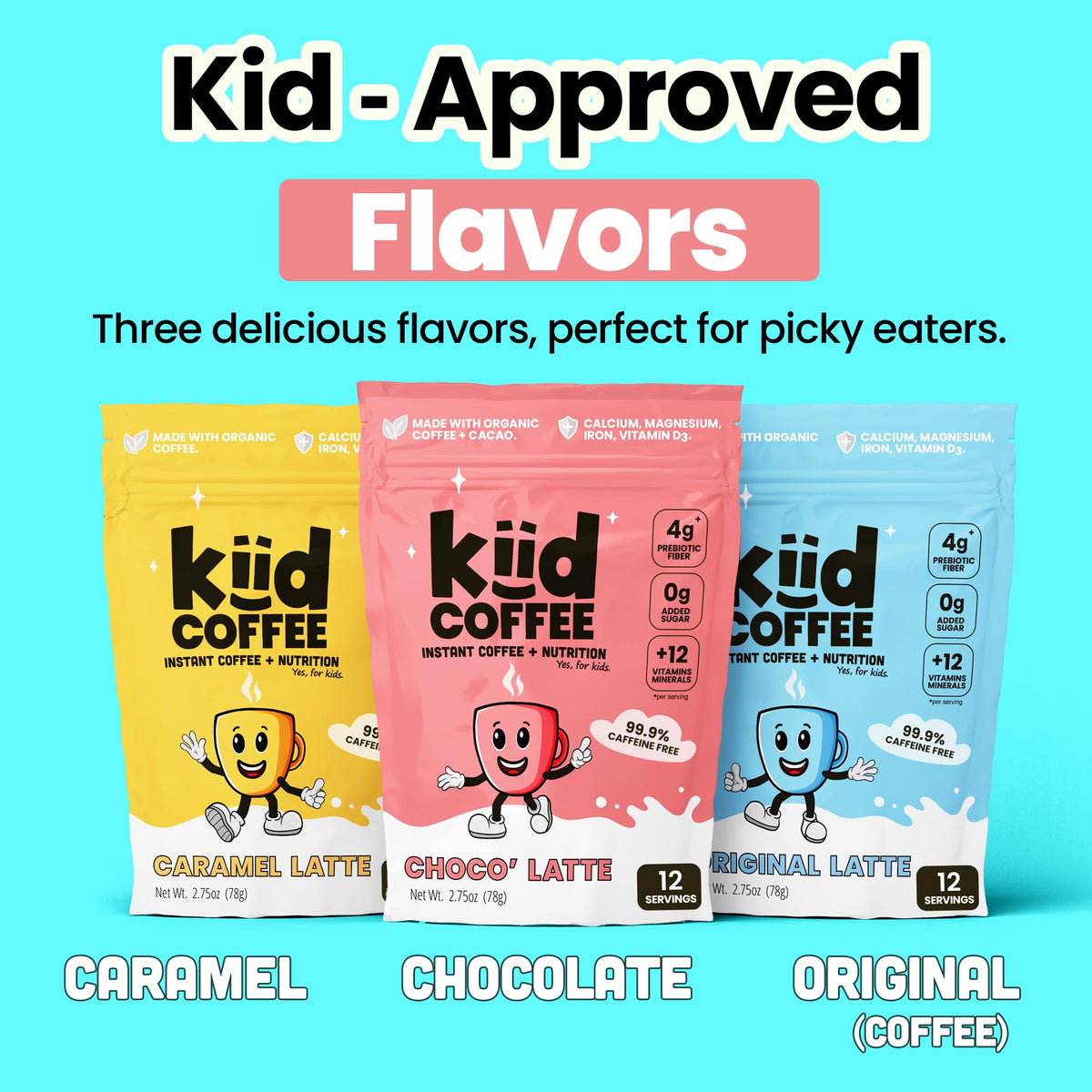 Kiid Coffee – 99.9% Caffeine-Free Organic Kids' Coffee with 12 Vitamins | 30 Servings