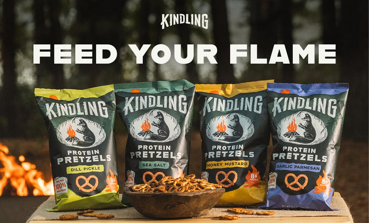 Kindling Protein Pretzels Variety Pack – 8-9g Protein, 12-Pack (Sea Salt, Dill Pickle, Honey Mustard, Garlic Parmesan)