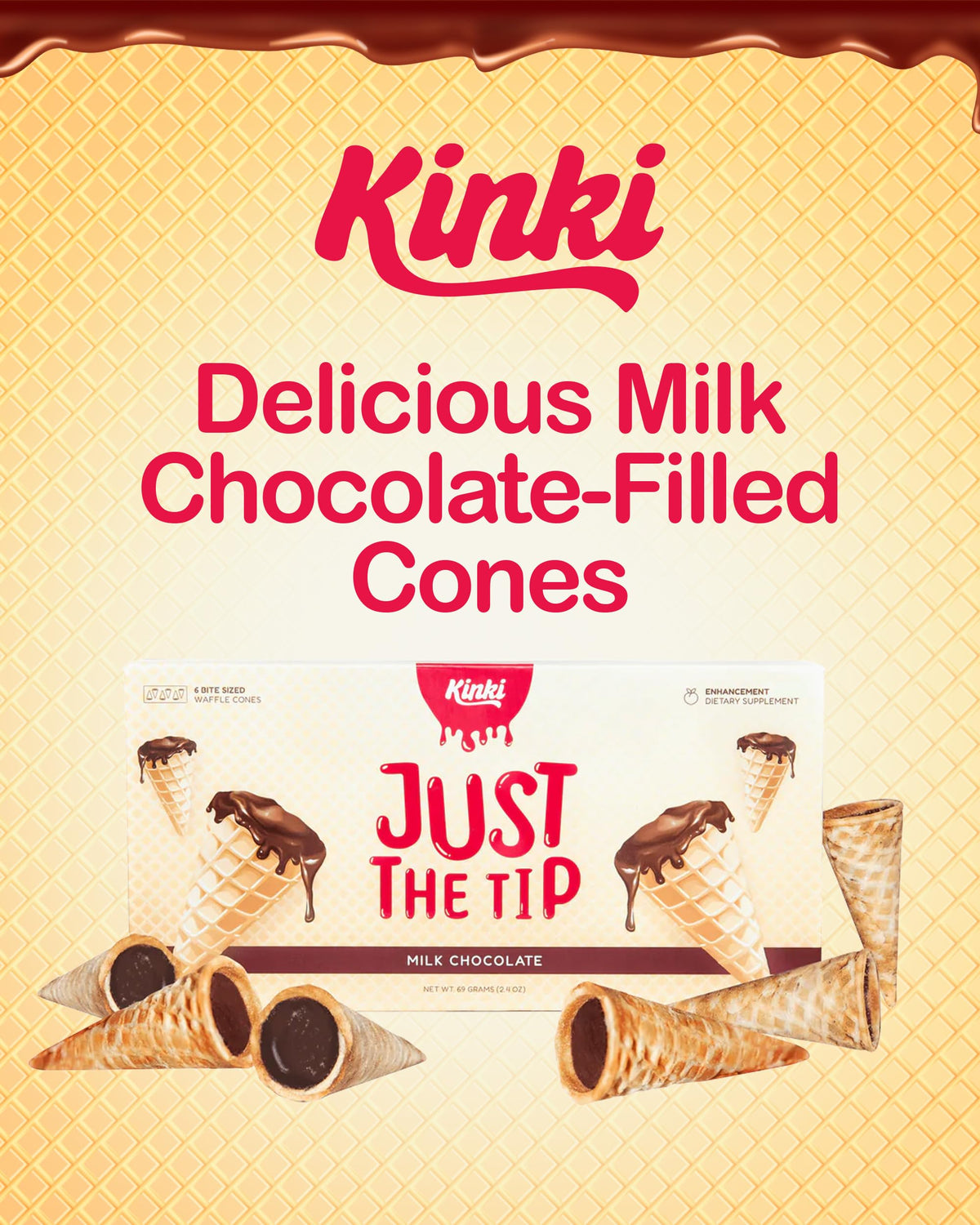 Kinki Just the Tip USA-Made Mood Chocolates for Couples – 6 Pack (3 Servings)