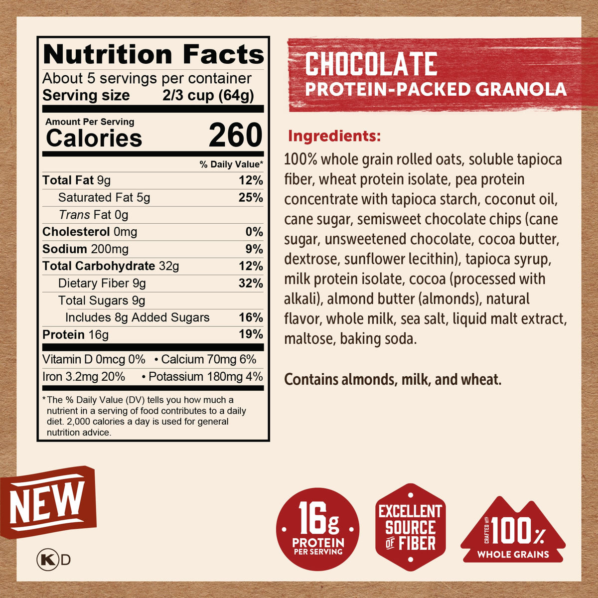 Kodiak Cakes Granola Pouch Chocolate — High Protein, 100% Whole Grains (5 Pack)