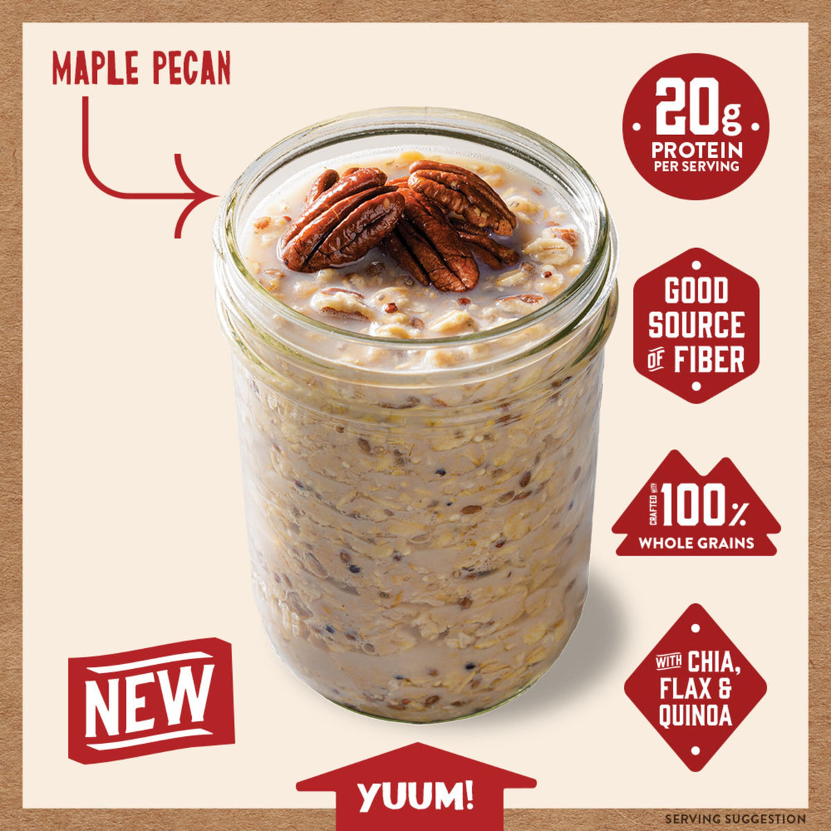 Kodiak Cakes Maple Pecan Overnight Oats – 20g Protein, High Fiber (9-Pack)