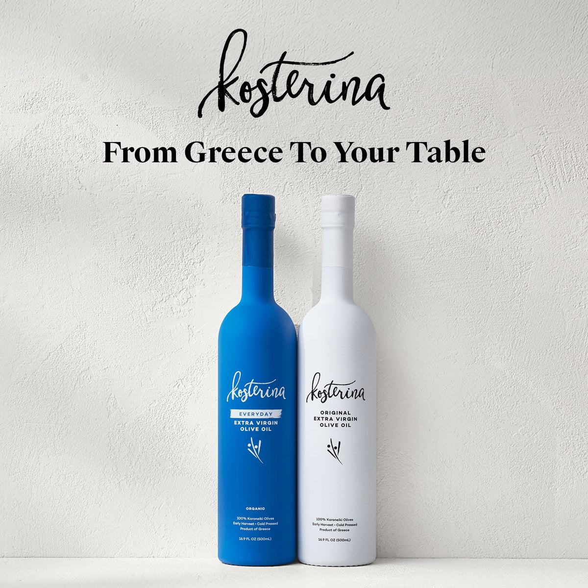 Kosterina Everyday Organic EVOO – High-Heat Greek Olive Oil, 16.9 oz (Koroneiki)