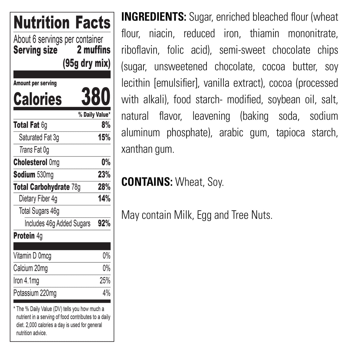 Krusteaz Double Chocolate Muffin Mix – Real Chocolate Chips, No Artificial Flavors, 6 x 20 oz