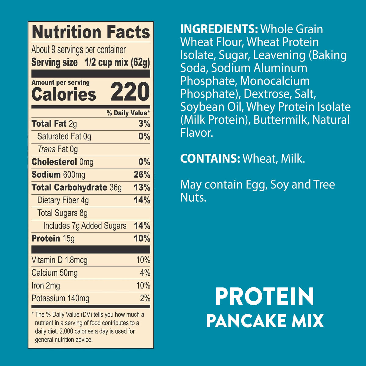 Krusteaz Protein Buttermilk Pancake & Waffle Mix – 15g Protein per Serving (20 oz Box, Pack of 8)